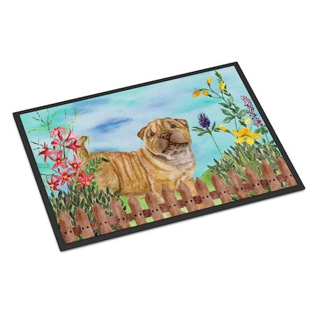 Carolines Treasures Carolines Treasures CK1281MAT Shar Pei Puppy Spring Indoor or Outdoor Mat; 18 x 27 in. CK1281MAT